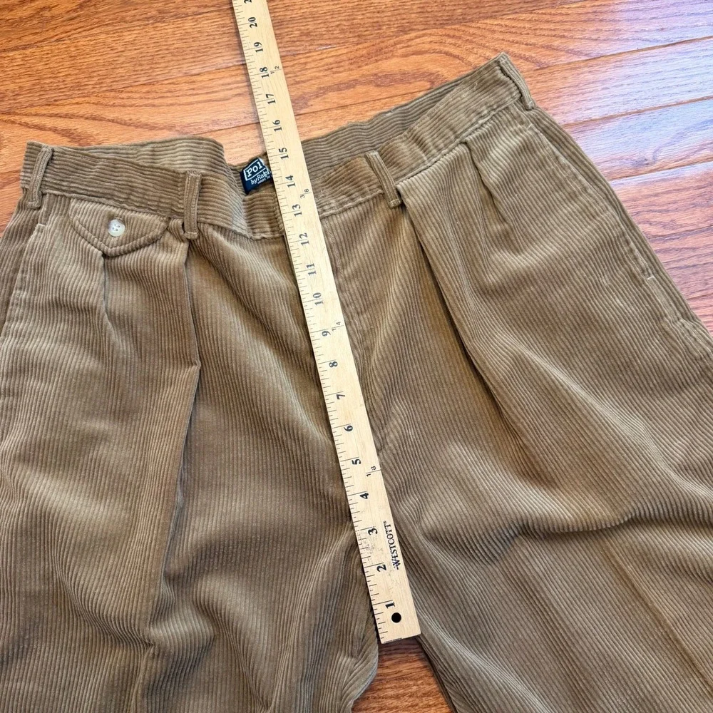 Vintage Polo Ralph Lauren Corduroy Pants Mens 38x30 Brown Pleated Made In USA